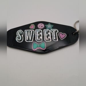 Motel Keychain Custom Black "Sweet" Keyring Personalized Gift